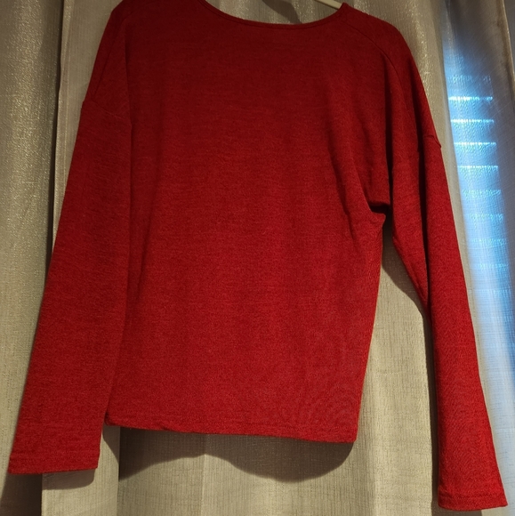 Red Wrap Front Shein Top - Picture 5 of 7